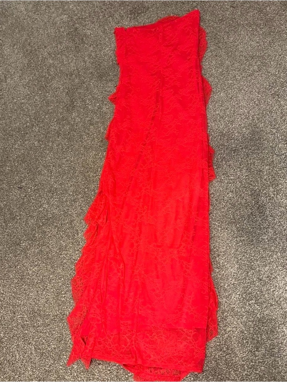 Red Strapless Lace Slip Dress